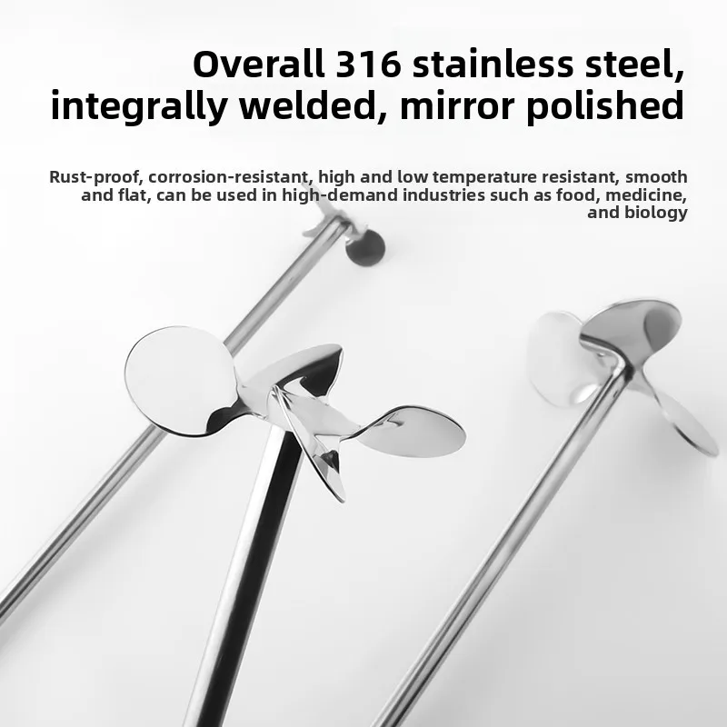 Stainless Steel 304 316 Lab Mixer Propeller 3/4 Blade Welded Stirrer Rod