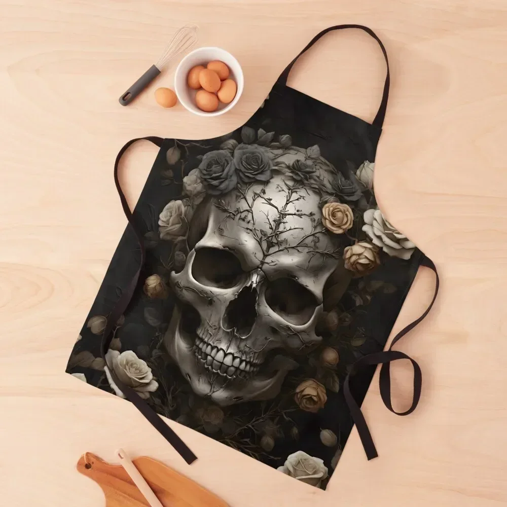 Skull And Botany - Floral Death - 9 Apron Art Chef Uniform For Hairdresser Apron