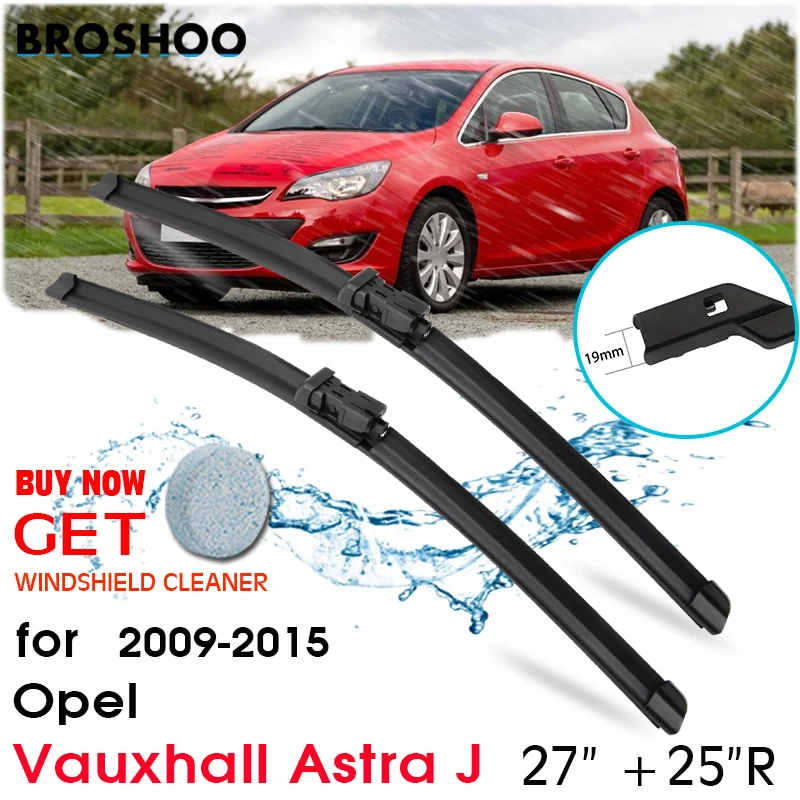 

BROSHOO Car Windscreen Wiper Blades For Opel Vauxhall Astra J 27"&25"R ,2009 2010 2011 2012 2013 2014 2015 Fit Push Button Arm