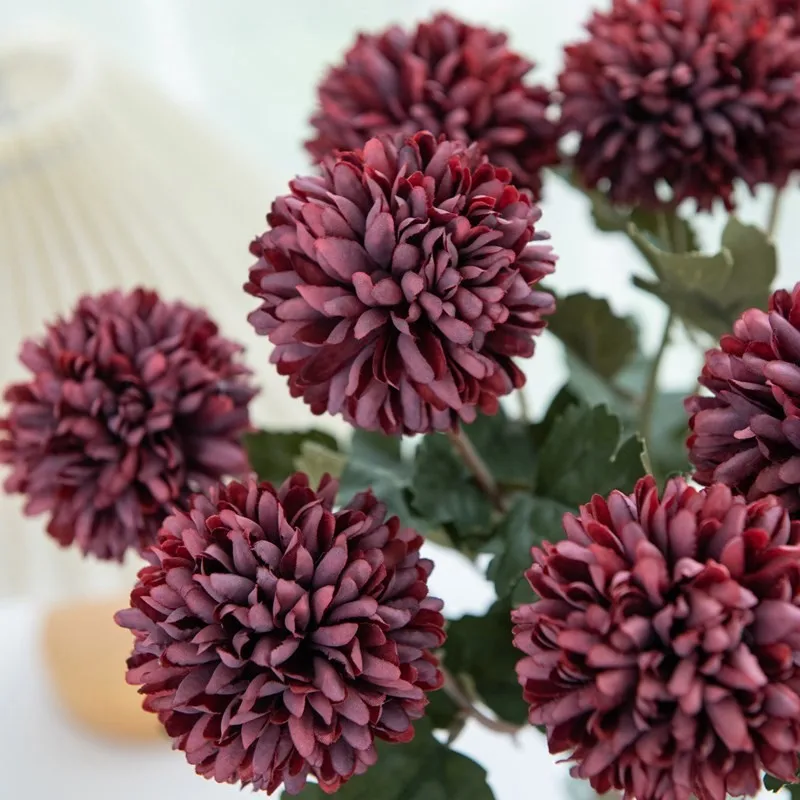 10/15 Stück Künstliche Blumen Seidenkugel Chrysantheme Hochzeits-Brautstrauß Heimtisch Fensterbank Festival-Deko DIY-Geschenk Bühnenrequisiten – Detail 11
