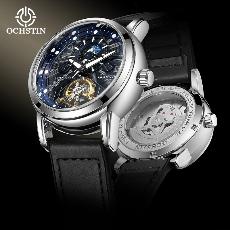 

Мужские часы OCHSTIN: автоматические, механические, люксовые, с турбийоном, открытым циферблатом, винтажным дизайном, индикацией дня/ночи, кожаным ремешком и магнитной застежкой