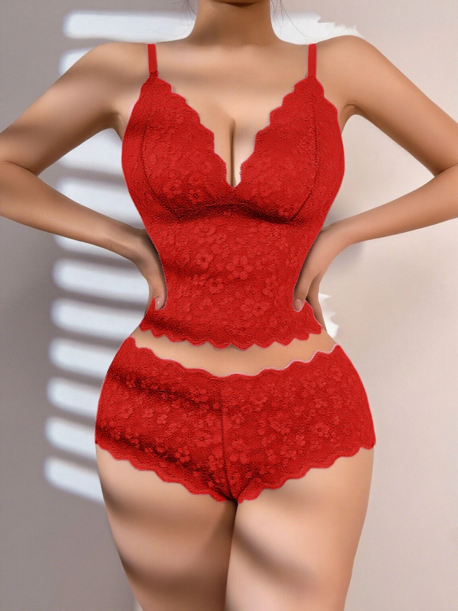 New Womens Lace Floral Lingerie Outfits V-Neck Camisole Bra + Mini Shorts Slim Fit Babydoll Sleepwear Hot Sale S M L