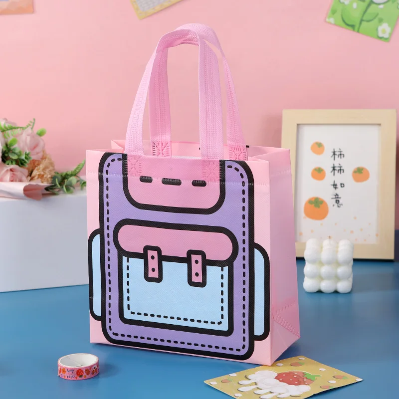 حقيبة هدايا حقيبة تخزين ملونة حقيبة يد ملف خفيفة الوزن للأطفال حقيبة حفلات لحفلات أعياد الميلاد والتسوق وتخزين الوجبات الخفيفة #4