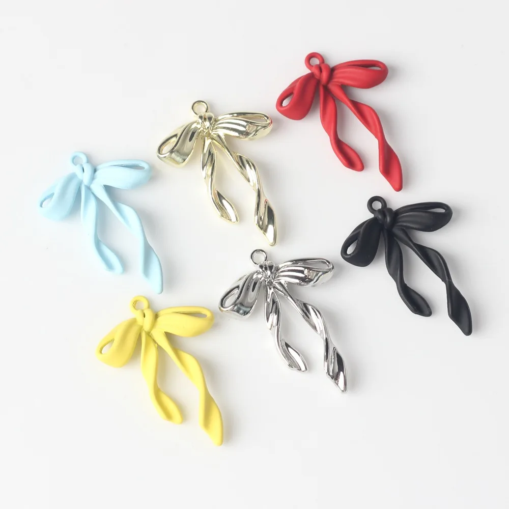 10pcs Simple Cute Bow Pendant Accessories DIY Handmade Jewelry Making Earrings Necklace Bracelet Accessories Craft Alloy Fashion