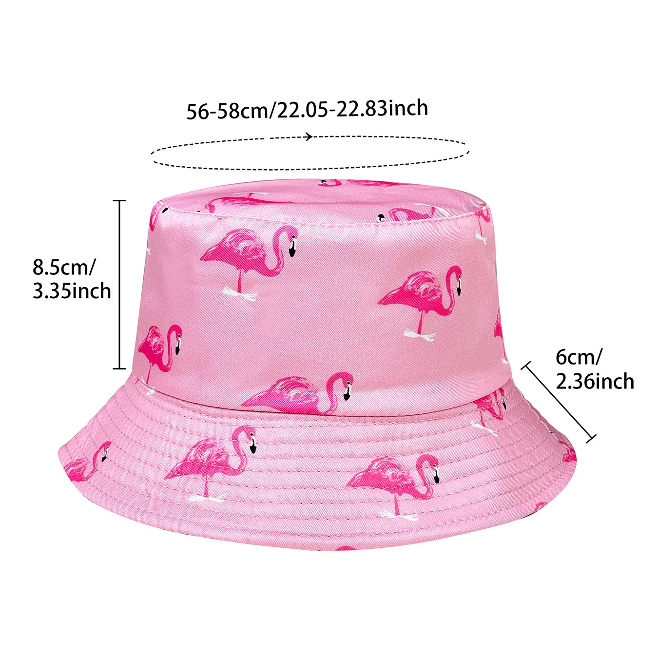 Fashionable Pink Flamingo Casual Bucket Hat, Cartoon Print Pattern, Lightweight Design, Reversible, Foldable Sun Hat, Unisex, Suitable for All Seasons, Accessories and Outdoor Casual Wear