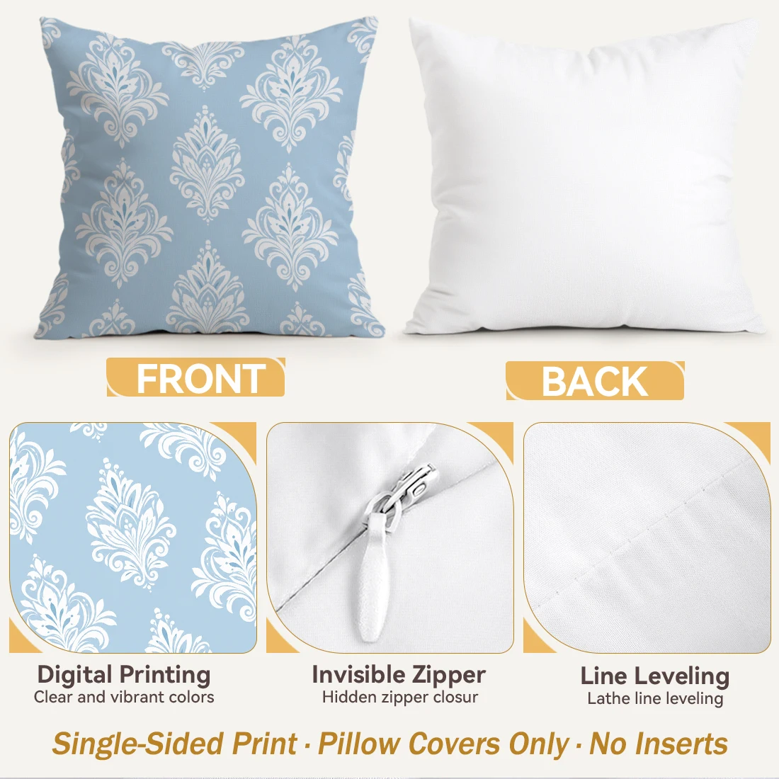 1/4pcs Blue White Flower Leaf Cushions Pillowcase Polyester Cushion Cover Throw Pillow Pillowcover Home Car Sofa Decor - view 3