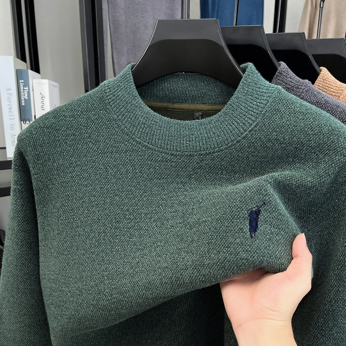 

High-end designer brand sweater men round neck fashion classic Paul embroidery luxury winter new plush thick warm knit pullover