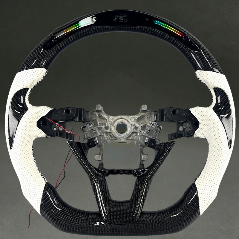 

Black Carbon Fiber with Thumb Patch Fit for 10th Accord Sport Wheel DIY Color Real Carbon Fiber 2018 Accord with LED Display