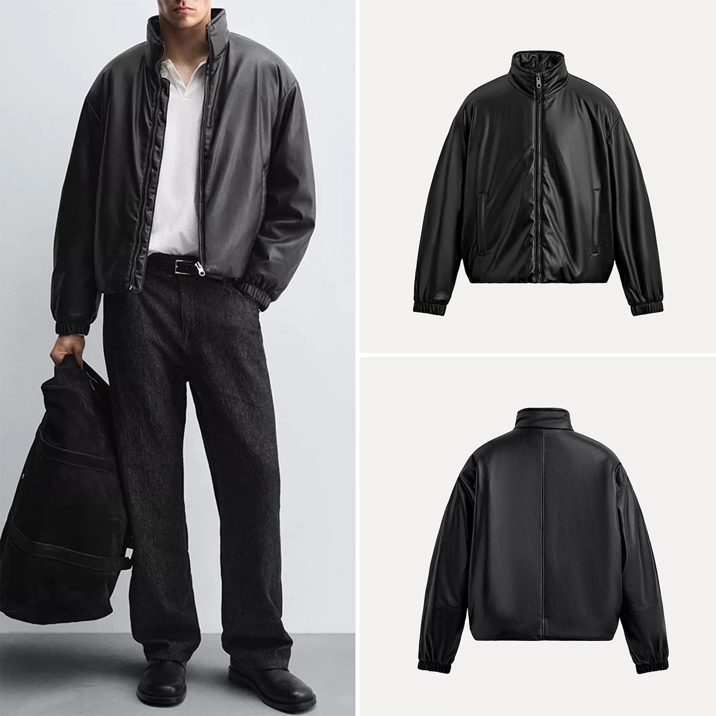 

Faionable Pure Color Men's Jaet Zipper Loose Fit 2025 Winter New Sle Versatile Outerwear Casual Long Sve Coat