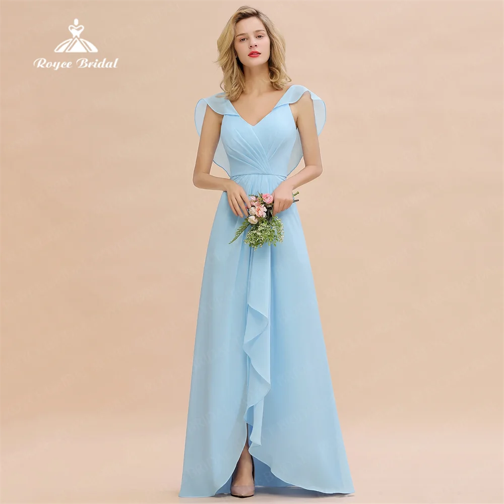 Amazing A Line Chiffon Bridesmaid Dress Allure V Neck Sleeveless With Sexy Front Split For Wedding Banquet vestidos de festa