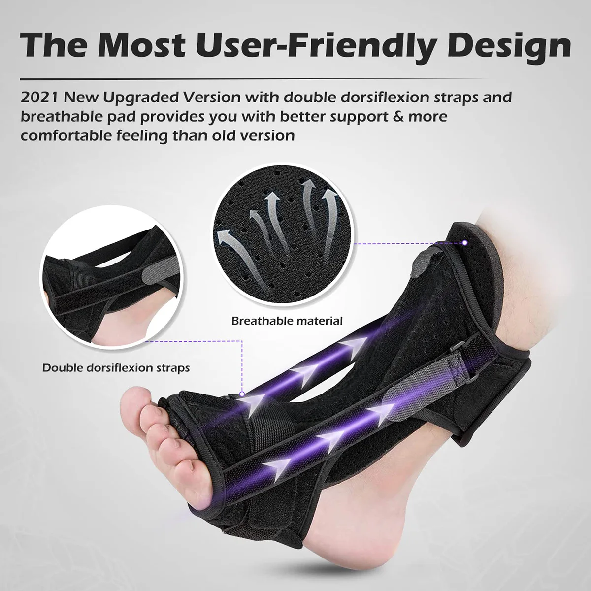 Plantar Fasciitis Night Splint Adjustable Foot Drop Orthotic Brace Plantar Fasciitis & Achilles Tendonitis Night Splint