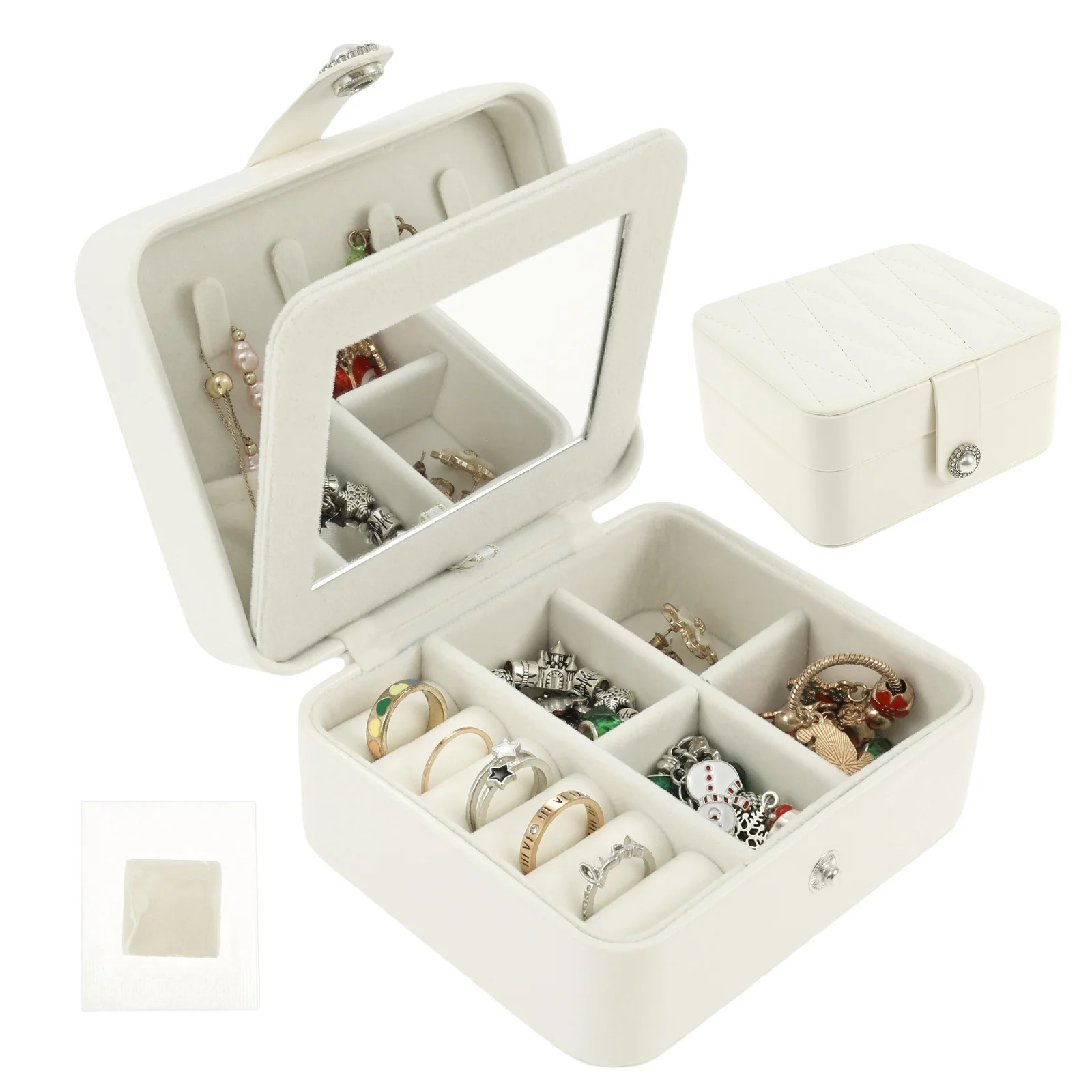 

Portable Jewelry Storage Box Mini Travel Jewelry Box Sqaure Jewelry Storage Case Earrings Necklace Ring Organizer Display