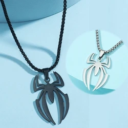 Superhero Spider Animal Logo Cosplay Necklace Men Stainless Steel Pendant Chain Choker Jewelry Accessories Props Christmas Gift