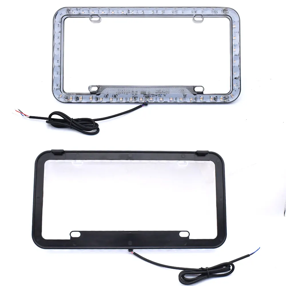 12V Multicolor LED Lighting Acrylic USA/Canada License Plate Frame Tag Cover Holder for Auto Truck Vehicles Car Styling