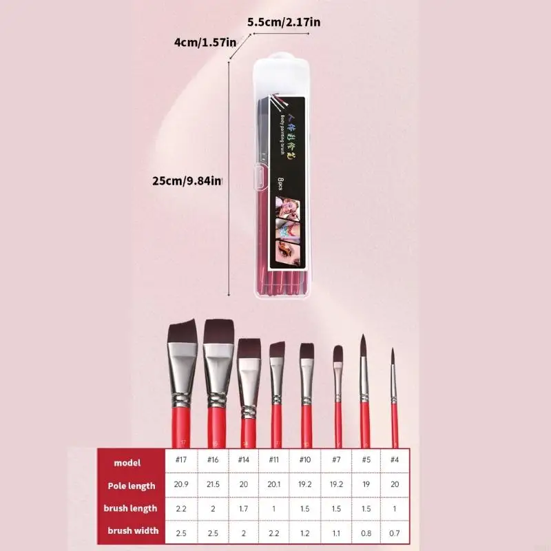 W89C 8 Stcs Gesichtskörperpinsel Pinsel Set Aquarellpinsel Pinsel Zeichnen Vorräte
