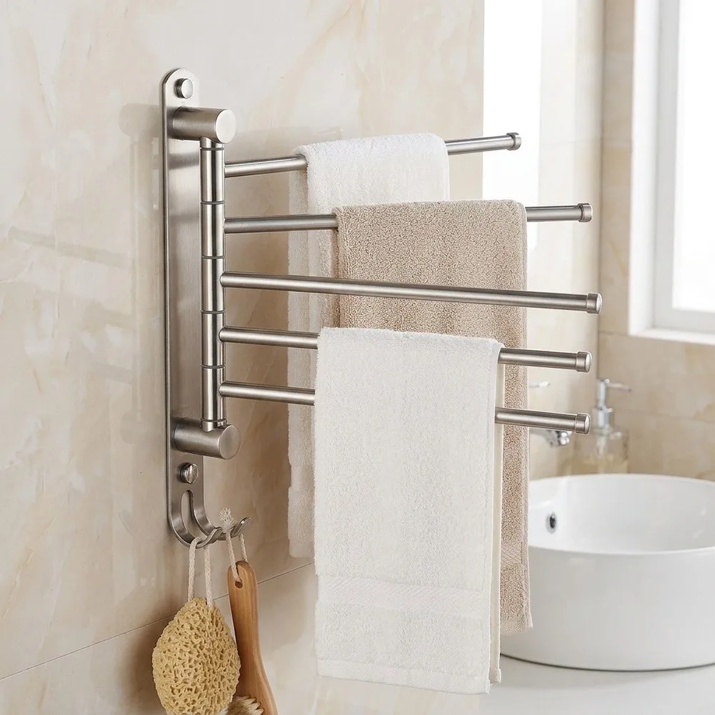 For Organizing Wet Towels Swivel Towel Rack Adjustable Towel Organizer Flexible Towel Storage Solution Bathroom Organizer
