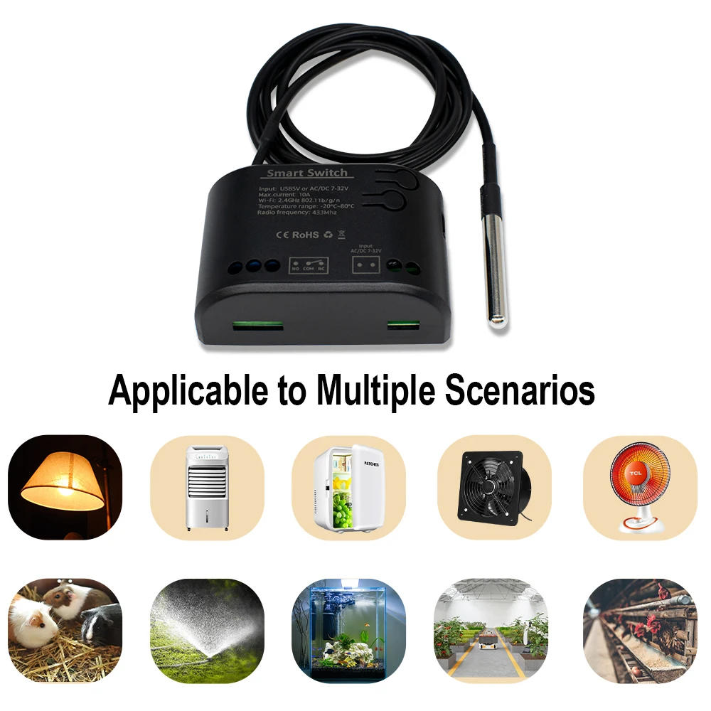 Smart Temperature Switch Tuya WiFi Controller 1 Gang 7-32V 85-250V Monitoring Thermostat Passive Dry Contact Relay Match Alexa