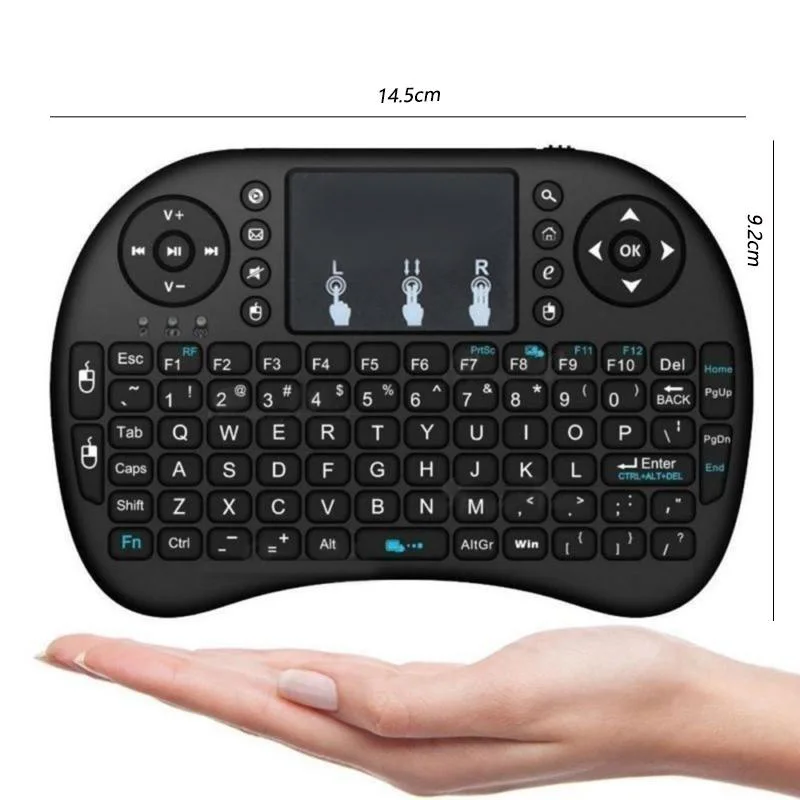 i8 2.4G لوحة المفاتيح اللاسلكية مع لوحة اللمس الإنجليزية لوحة المفاتيح الصغيرة Air Mouse لوحة المفاتيح المحمولة لأجهزة الكمبيوتر المحمول أندرويد TV BOX العارض
