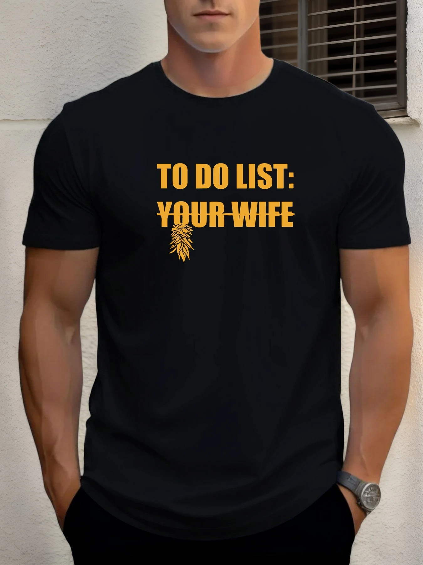 

2025 Summer Men's Cotton T Shirt TO DO LIST_ YOUR WIFE Trendy Print Round Neck T-Shirt Casual Breathable Street Style Daily Top