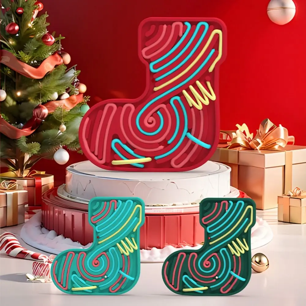 Christmas Sock Design Stress Relieving Toys Food grade Educational Sensory Activity Board Silicone Creative Twist Relief Board