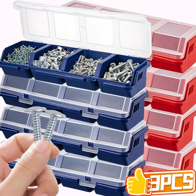 Plastic Screw Organizer Tool Part Container Hardware Bin with Lid Display Jewelry Storage Case Multi-Compartment Organizer Box