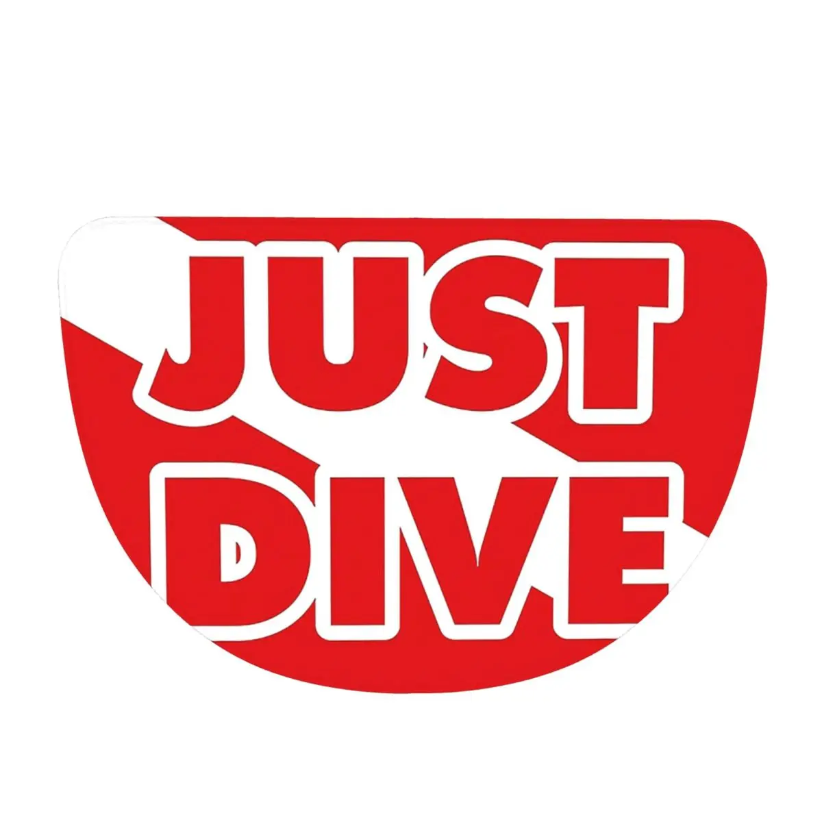 Just Dive, Scuba Diving Flag Soft Flannel Half Round Doormat Non Slip Bathroom Mat Absorbent Floor Carpet for Garage