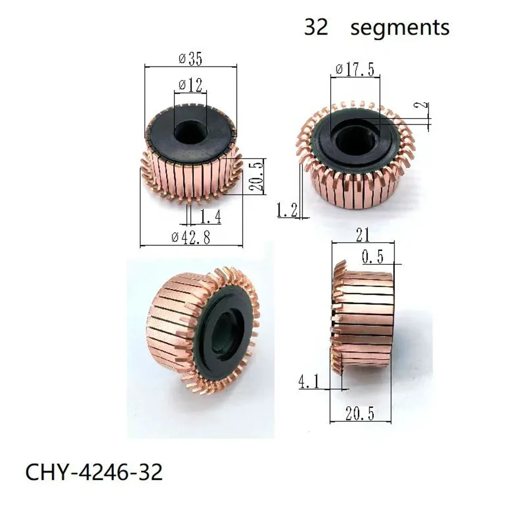 Motor Commutator Commutator 35*12*20.5 21 mm CHY-4246-32 Copper Tone Black For Home Appliances For Power Tools