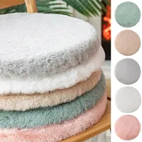 45cm Plush Seat Cushion Soft Imitation Rabbit Fur Thicken Round Seat Hip Protective Living Room Chair Car Seat Stuffed Cushion