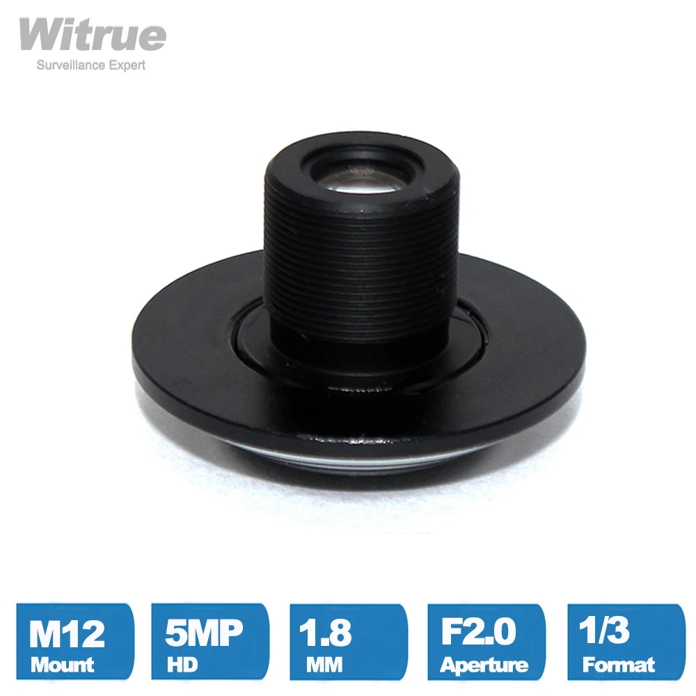 Witrue-lente ojo de pez de 5 megapíxeles, 1,8mm, F2.0, 1/3 pulgadas, formato de 170 grados, montaje M12 para cámara de seguridad CCTV