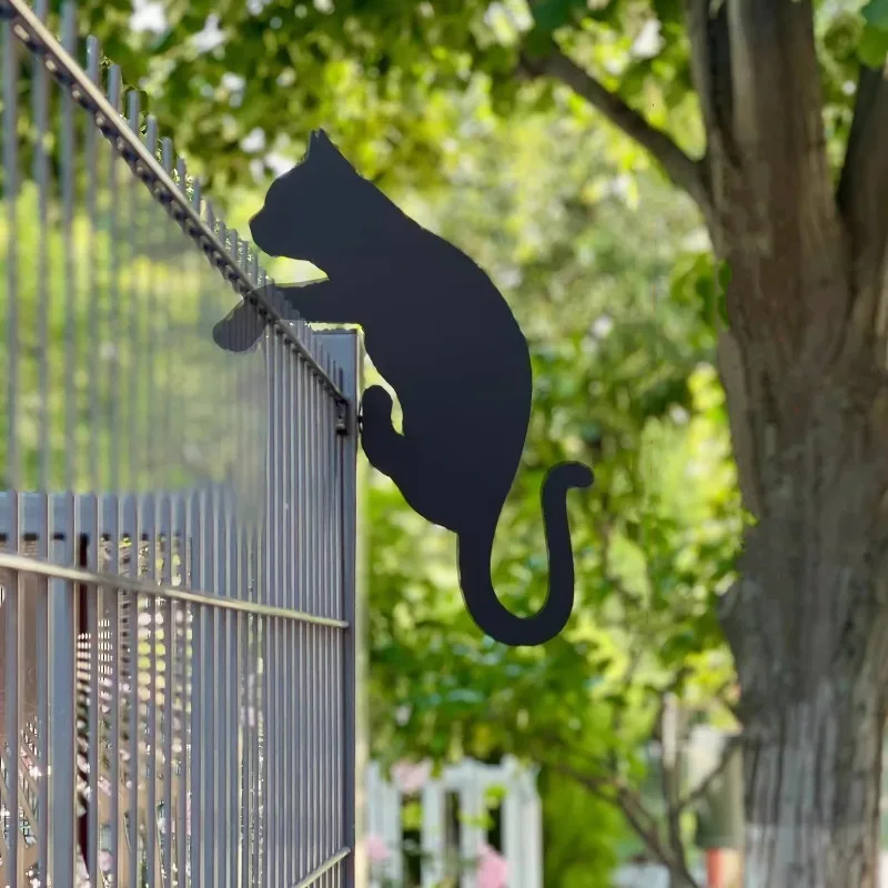 

Силуэт черной кошки из кованого железа: подвесное украшение для садового забора, скульптура кошки для столбов ограждения двора