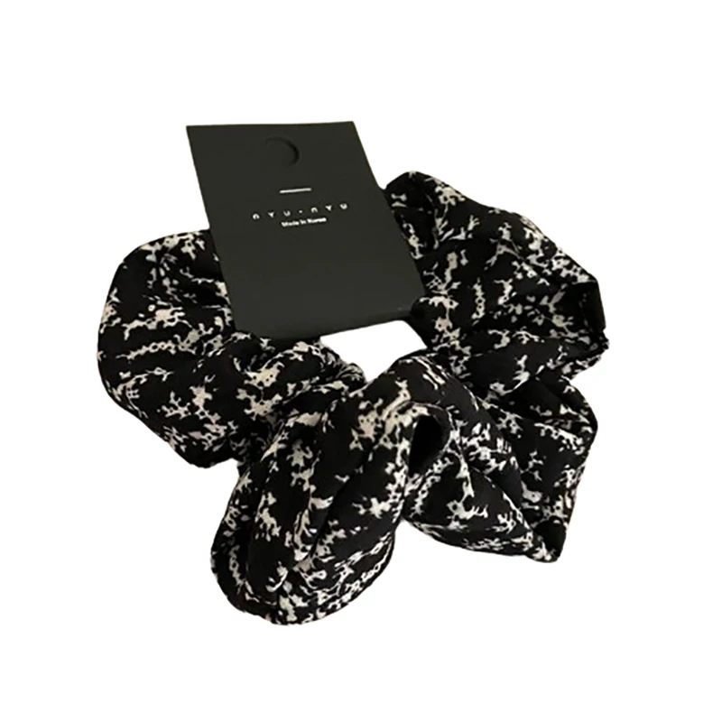 Bando rambut Vintage elastis untuk wanita, ikat kepala minimalis motif bunga tali kepala aksesori rambut ekor kuda