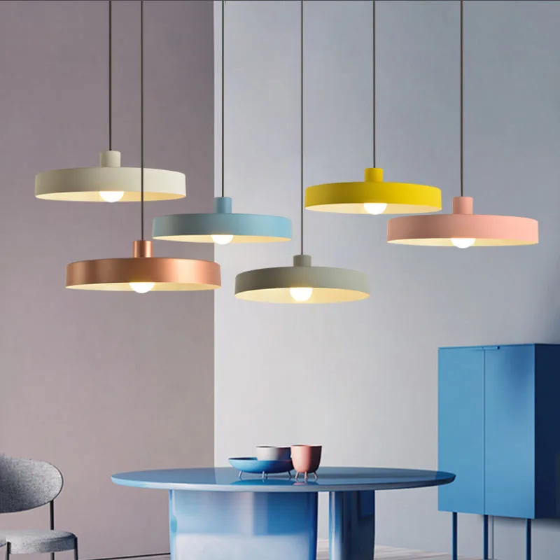 

Modern Macaron E27 Pendant Light Dining Table Chandelier Decorated Restaurants and Cafes Lighting Fixtures Hotel Porch Lampara