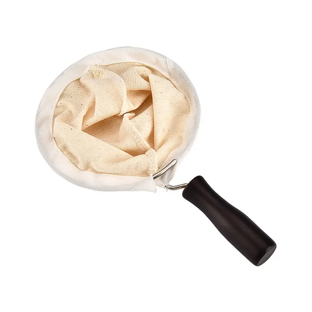 Reusable Coffee Filter Bag Handmade Wooden Handle Tea Filter Cloth Corrosion Prevention Strong Milk Tea Filter Bag Coffee