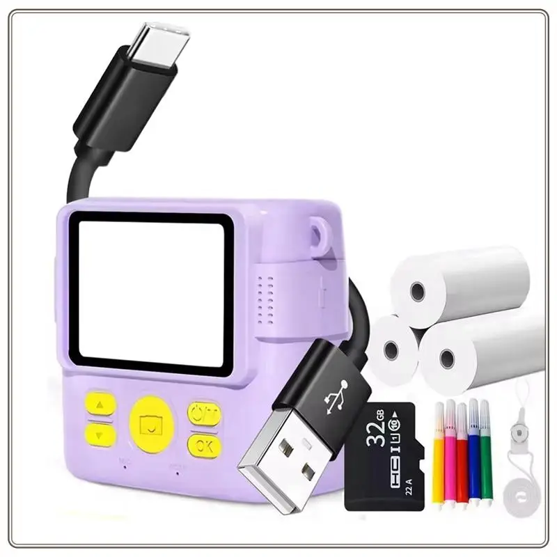 Câmera de impressão térmica portátil confiável mini moda presente infantil para foco automático instantâneo, impressão térmica portátil