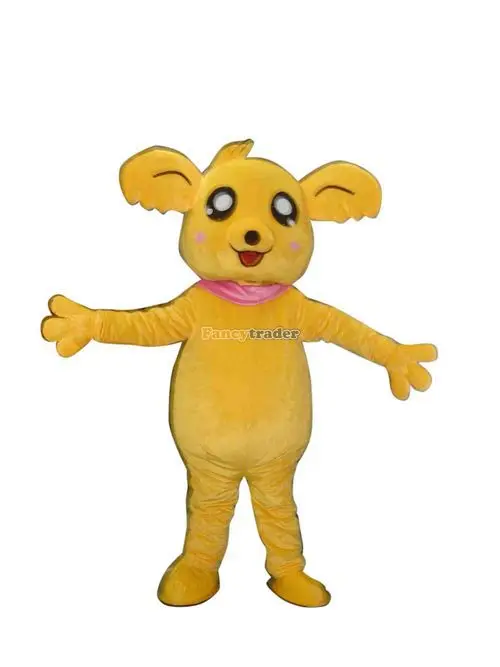 Costume de mascotte ours jaune pour adulte, robe d'halloween et de noël, accessoires complets, nouvelle collection