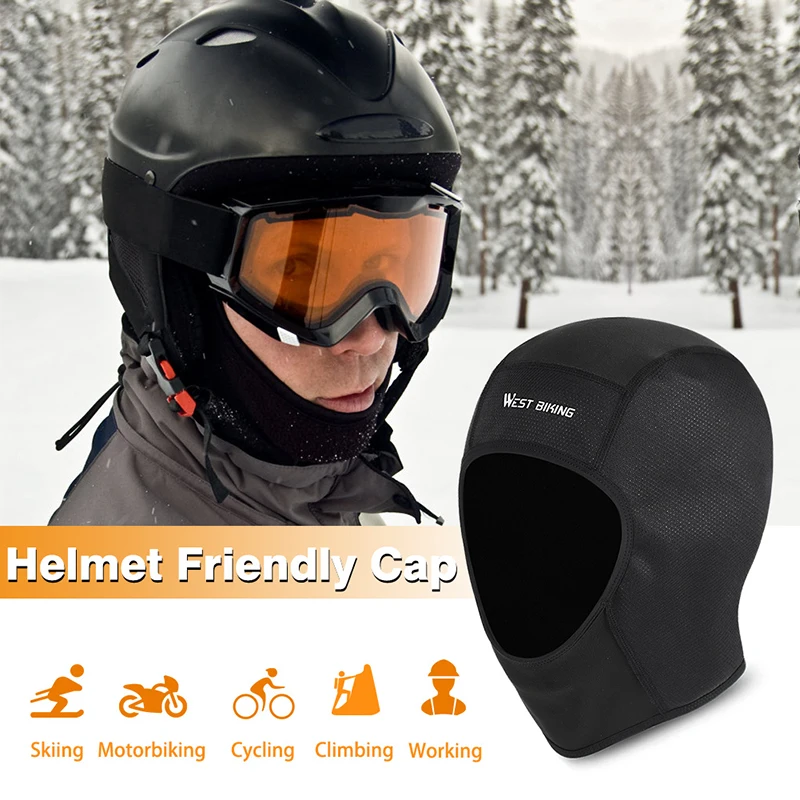 WEST BIKING Winter Sports Open Face Balaclava Fleece Cycling Cap Under Helmet Motorcycle MTB Ear Warmer Hiking Running Beanie