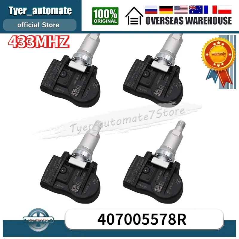 

TPMS Sensor 407005578R 433Mhz Tire Pressure Monitor Systems 40700-5578R For RENAULT MEGANE II SCENIC II