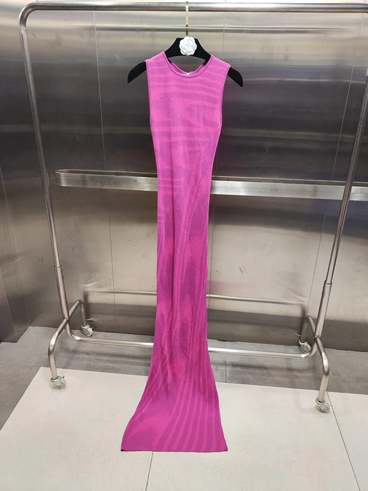 Sexy schlankmachende, hochwertige, bedruckte, figurbetonte Maxikleider für Frauen, Rundhalsausschnitt, ärmellos, Abendparty, Geburtstag, Abendkleid