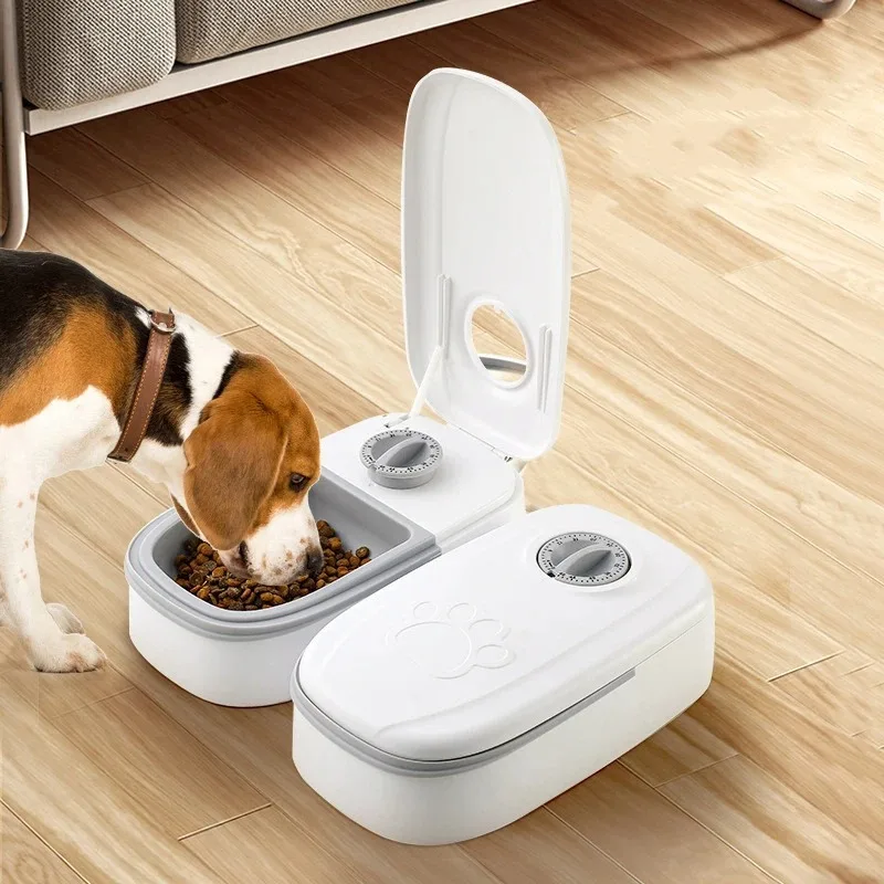 Alimentador automático para mascotas, 2 comidas, dispensador inteligente de comida para gatos para alimentos húmedos y secos, accesorios para dispensador de croquetas, alimentador automático