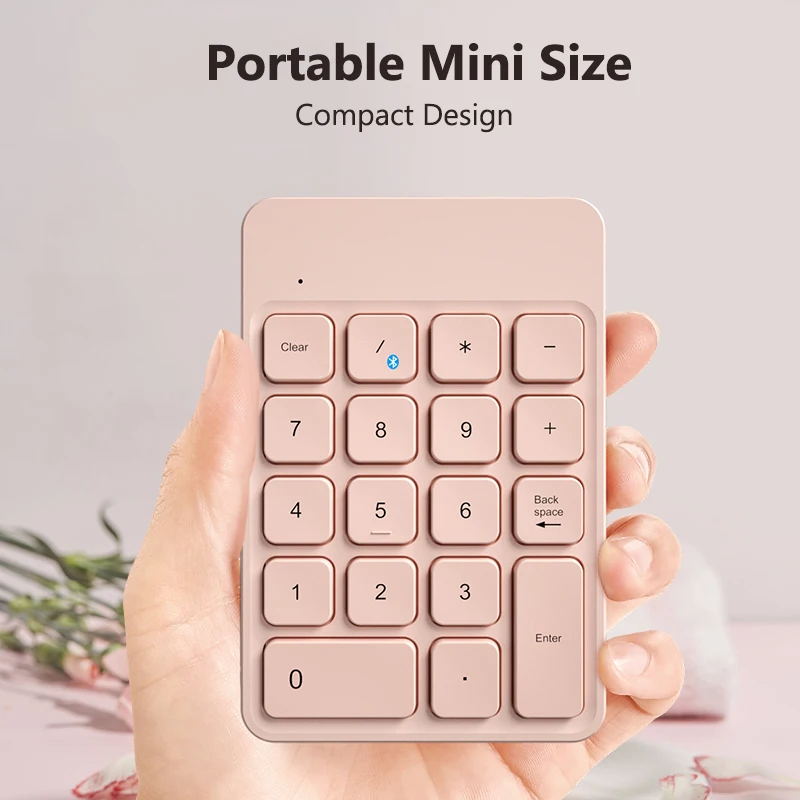 B.O. W Super Thin Number Pad  Mini,  Light Weight 18 Keys Bluetooth Wireless USB Numeric Keypad Portable for Laptop Office Use