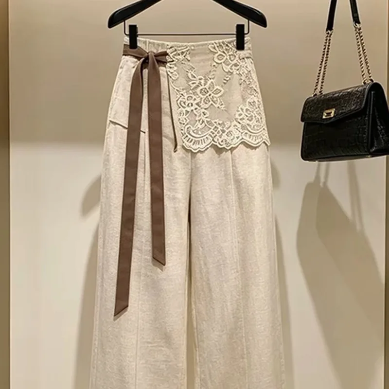Summer light luxury Italian old money style light luxury high-end brown linen women's suit pants