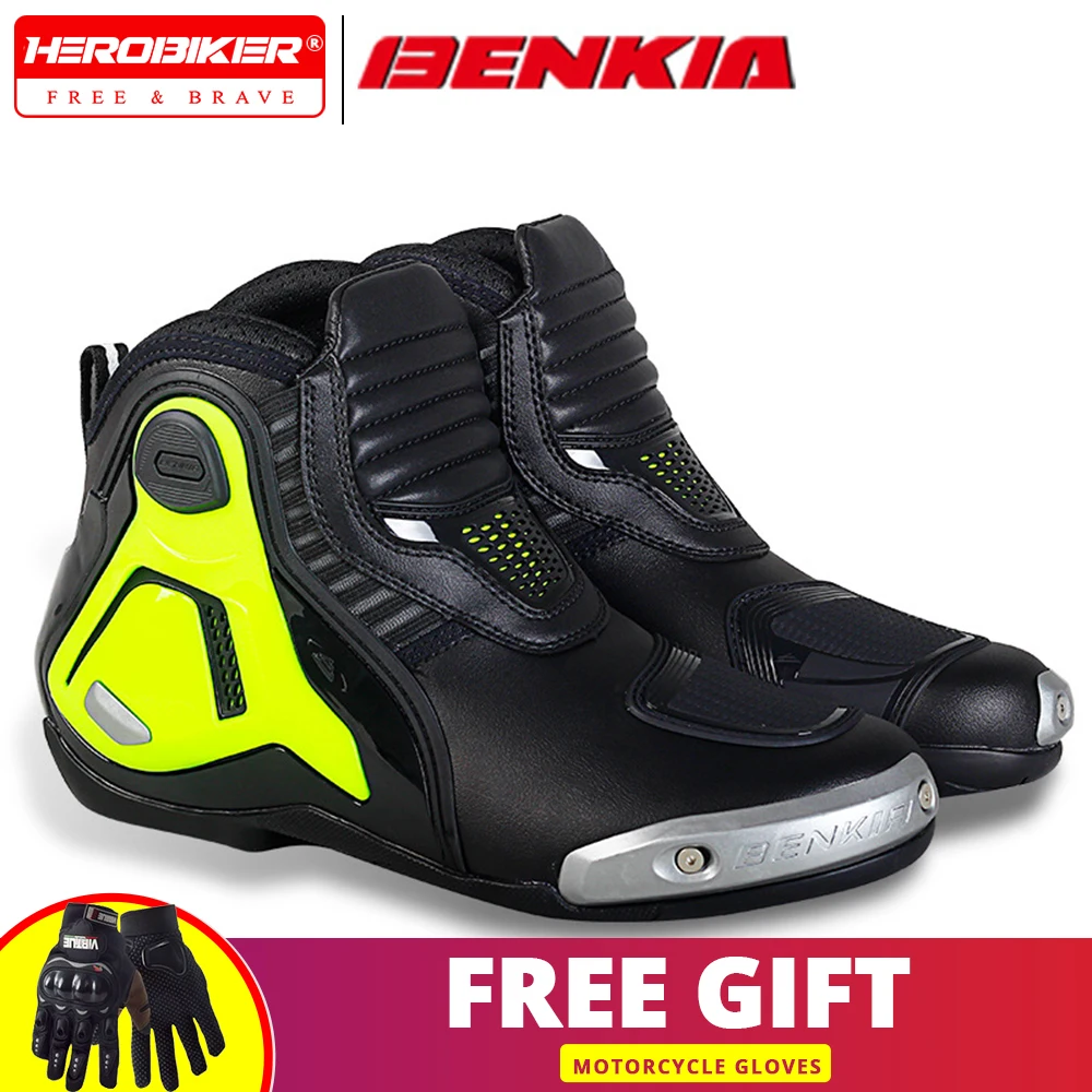 

BENKIA Men's Motorcycle Riding Ankle Boots Winter Riding Shoes Motorbike Shoes Warm Anti-drop For Rally Cross-country Racing