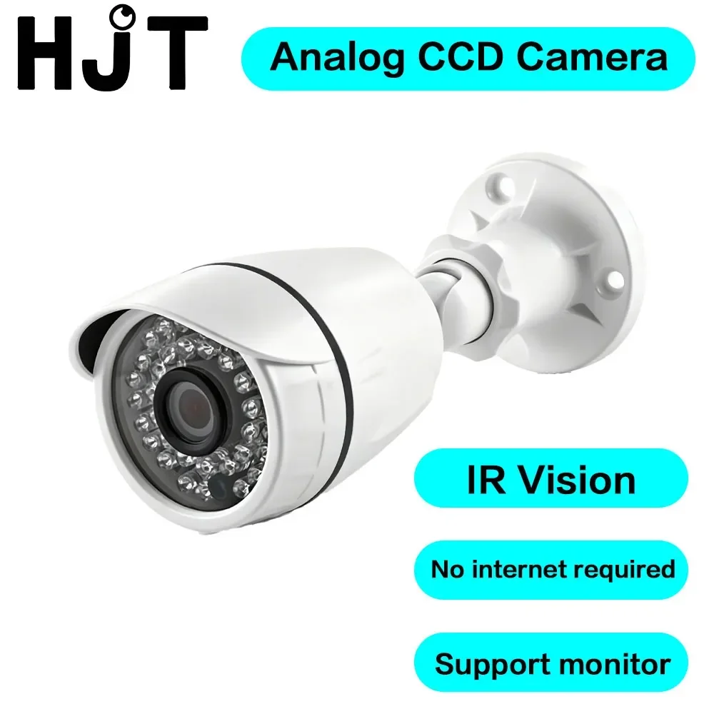 HJT Analog CCD CCTV Camera Outdoor Waterproof PLA/NTSC Night Vision Home Surveillance Security CCD Camera 3.6mm Wide Angle Lens
