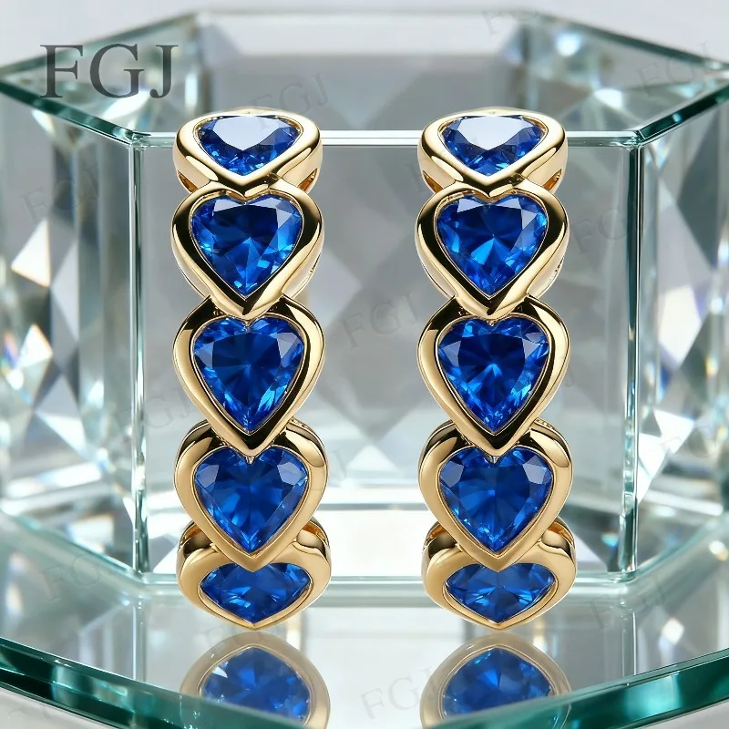 

Custom Earrings Lab Diamond/Moissnaite/Sapphire/Ruby/Columbia/Zambia Heart Earrings Unique Sparkling Dating Gifts For Women Girl