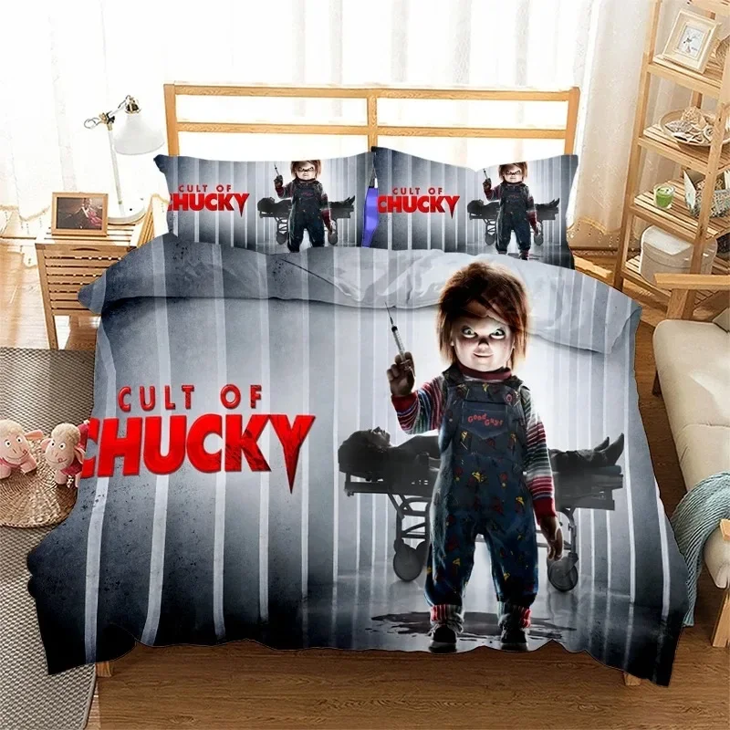 2024 New Bride of Chucky 3D Print Bedding Set Duvet Covers Pillowcases One Piece Comforter Bedding Sets Bedclothes Bed K598