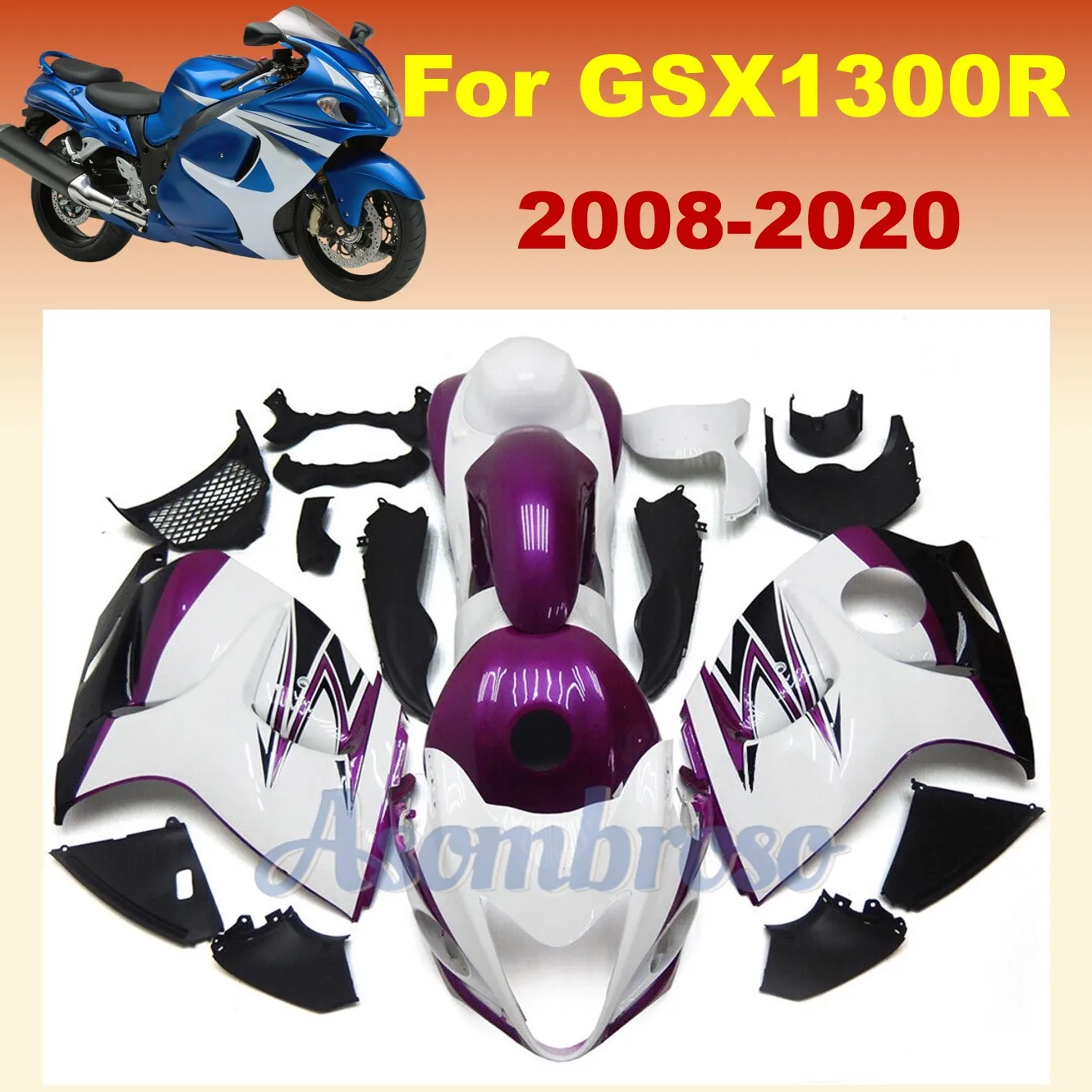 High Quality Injection Purple Fairings kit for GSX1300R 2008-2020 Hayabusa gen2 09 10 11 12 13 14 15 16 17 18 19 + tank cover