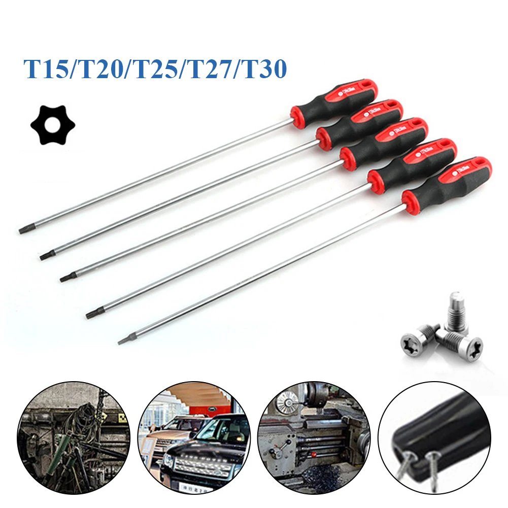 Extra Long Torx Screw Driver Torx, chave de fenda, unidade magnética, Ferramentas Home Repair, T15, T20, T25, T27, T30, 400mm, 5pcs