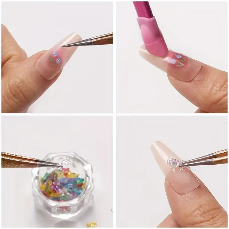 Pincettes à Double extrémité en acier inoxydable pour Nail Art, 2 pièces |   Utilisation corporelle non parfumée pour strass, extensions de cils et outils de maquillage