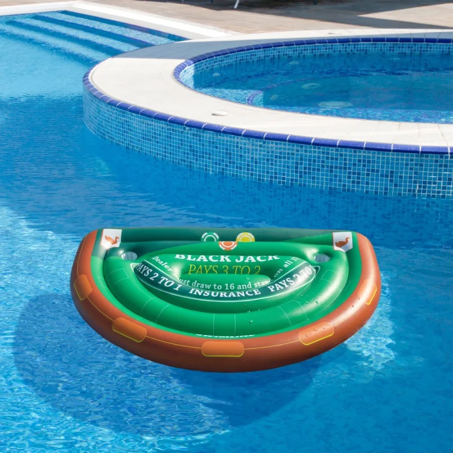 

Swimline 60" Inflatable Blackjack Table Game with Water Proof Cards - Green/Brown
