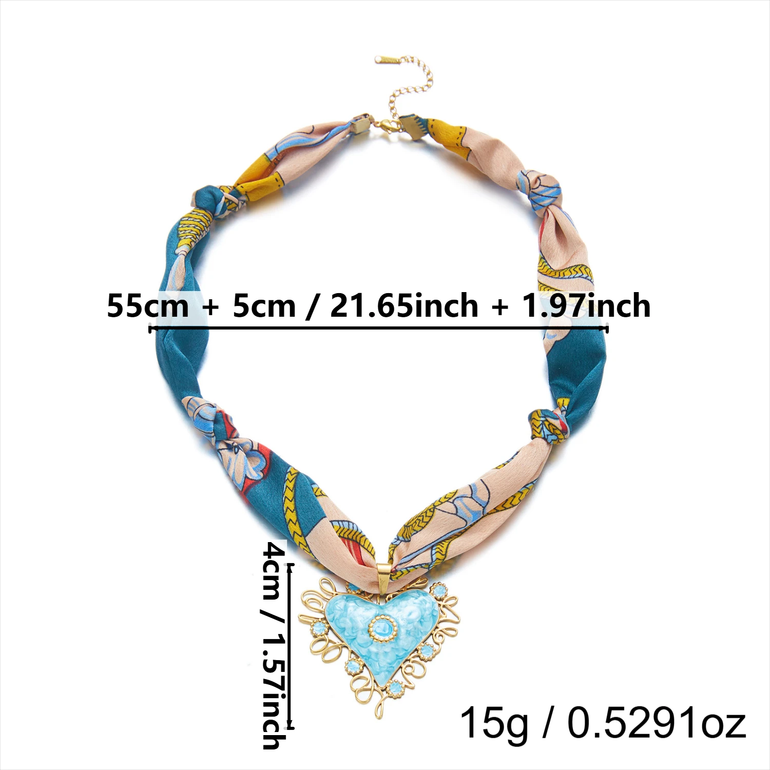 Romantische Edelstahl-Emaille-Herz-Halskette mit Seidenband für Damen, Hofstil, Seidenschal-Kette, Statement-Party-Schmuck, Geschenk – Detail 10